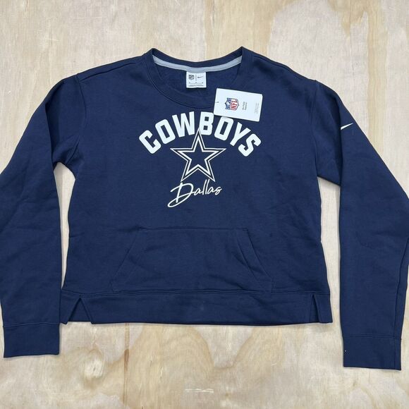 NEW Womens MD Nike Dallas Cowboys High Hip Fleece Pullover Blue - Picture 1 of 9